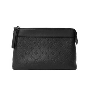 Louis Vuitton Monogram Shadow Black Pochette Voyage Souple Clutch Bag